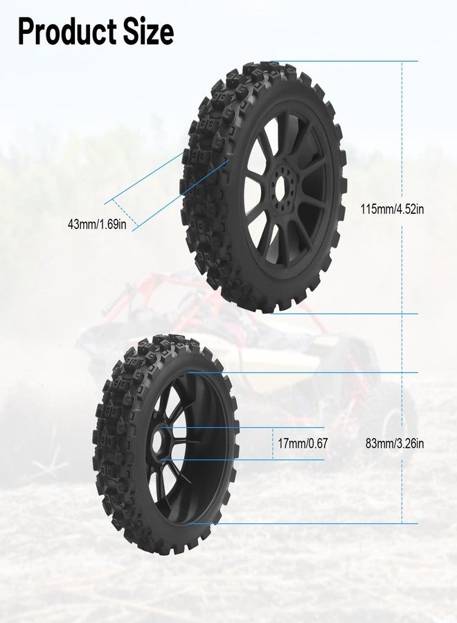 daitoku 1/8 RC Car Tires and Wheels, daitoku 17mm Hex RC Buggy Tires for 1/8 Arrma Typhon 3S 6S HSP Kyosho MP10 (Black) - Image 5
